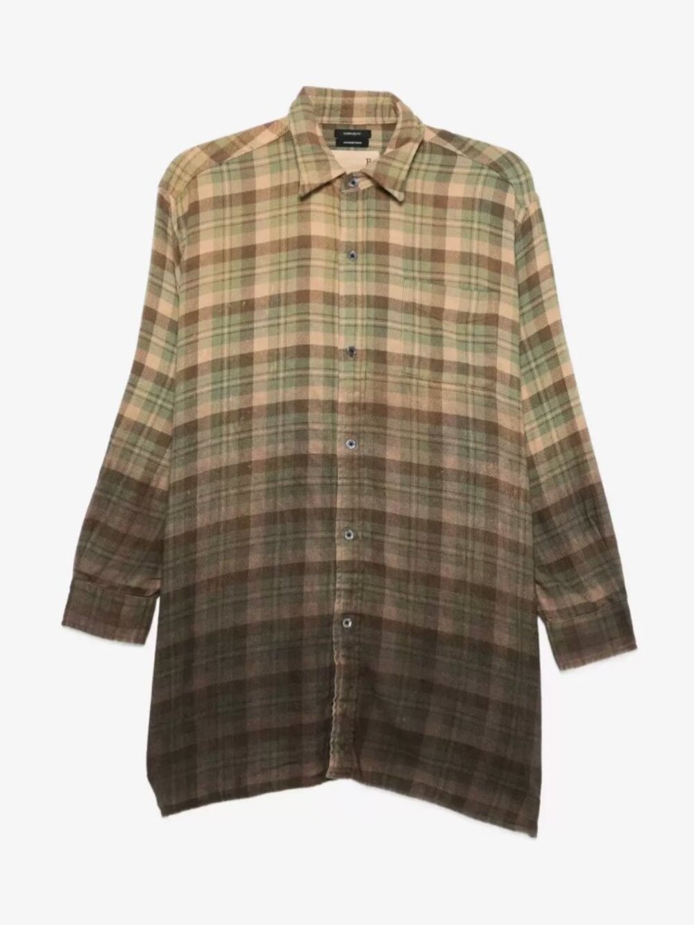 NWT R13 Draped Front Shirt - Khaki to Brown Ombre Plaid - Picture 5 of 11